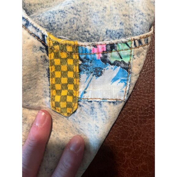 Vintage Zena Womens Acid Wash Denim Patchwork Shorts Size 13 Made In USA - Picture 8 of 10